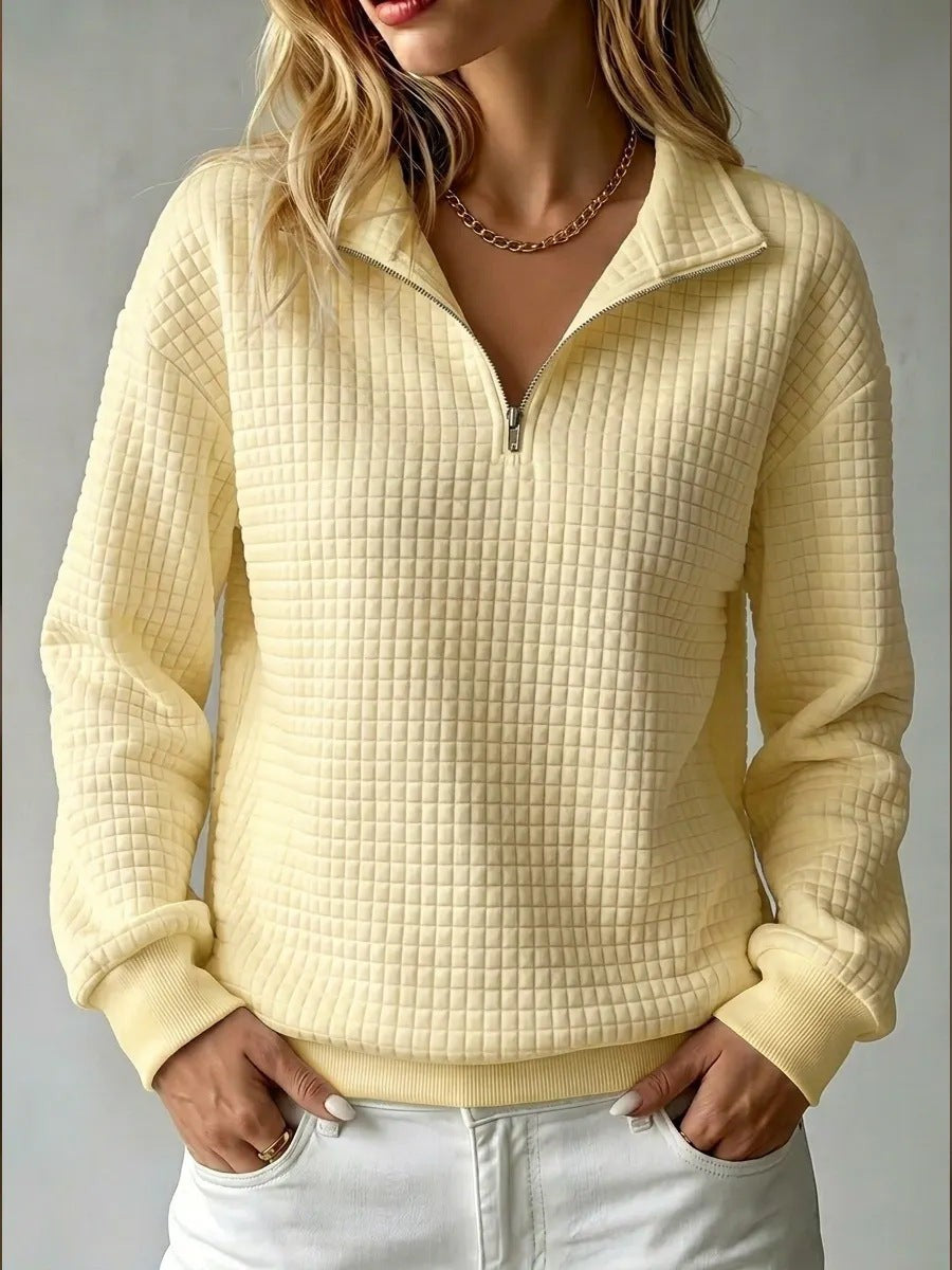Evi | Sweater met ruitjes en halve rits