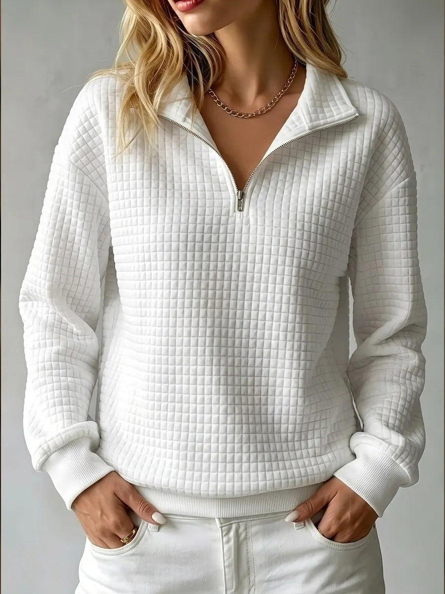 Evi | Sweater met ruitjes en halve rits