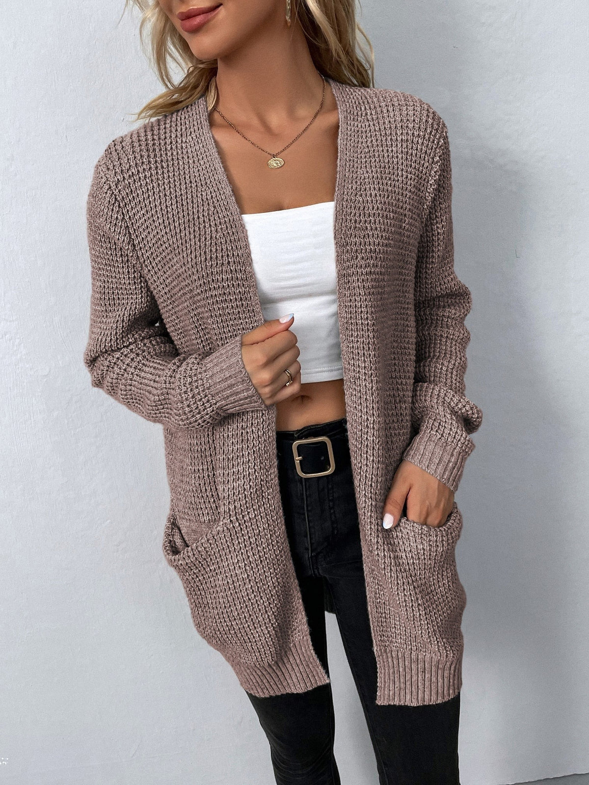 Tess | Open cardigan met wafelstructuur