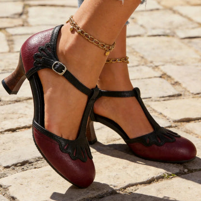 Silke | Pumps met T-band en blokhak