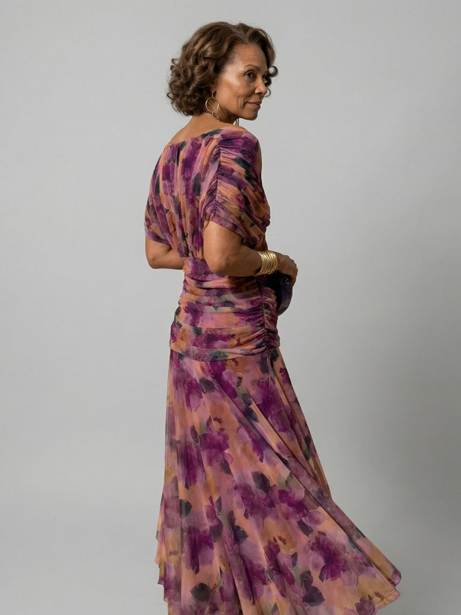 Bea | Midi-jurk van chiffon met V-hals