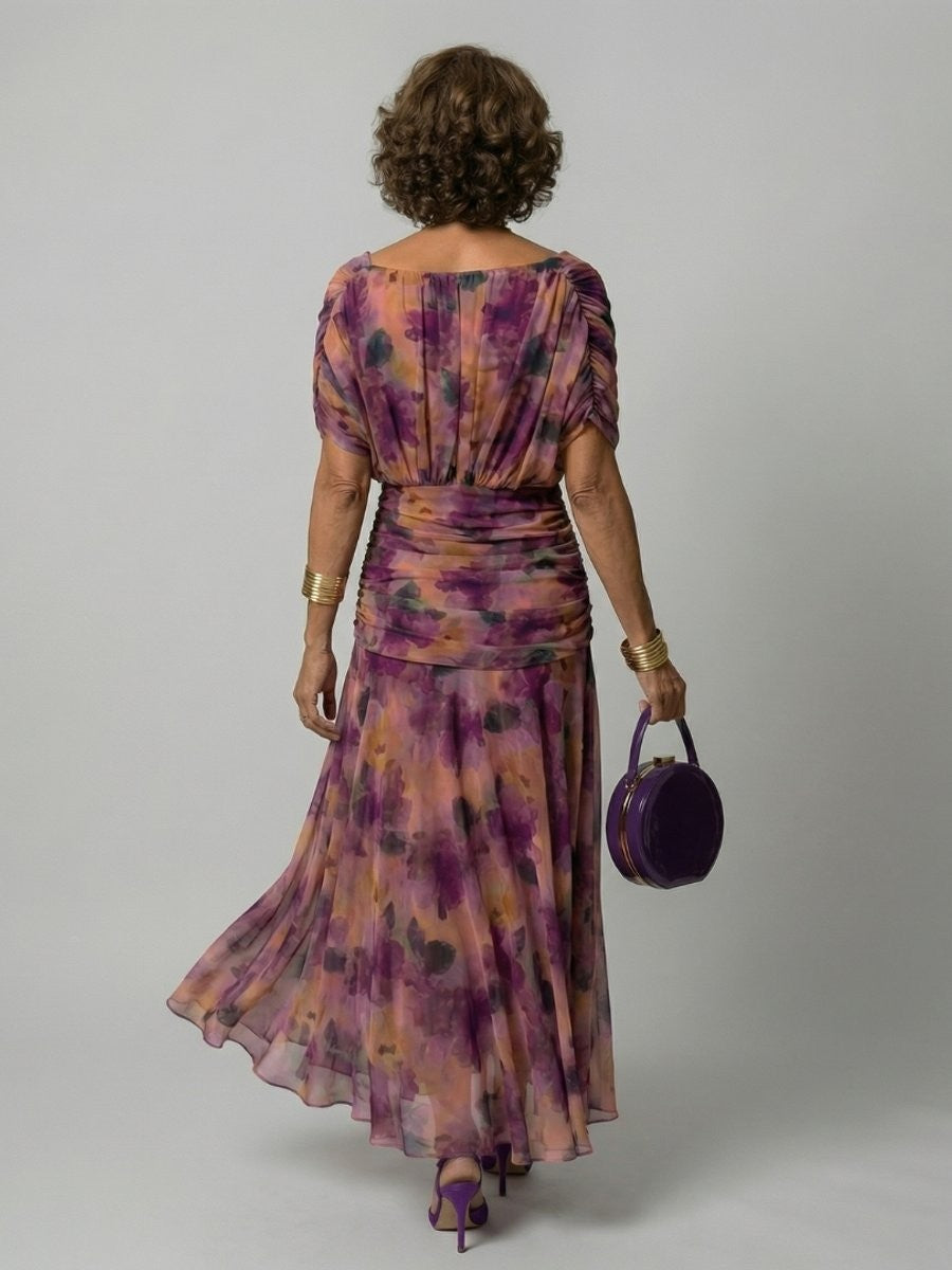 Bea | Midi-jurk van chiffon met V-hals
