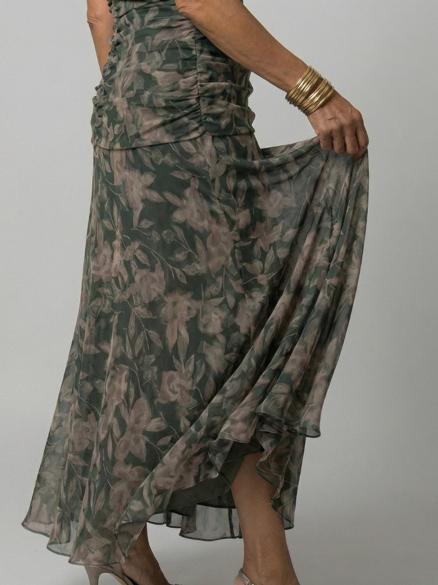 Bea | Midi-jurk van chiffon met V-hals