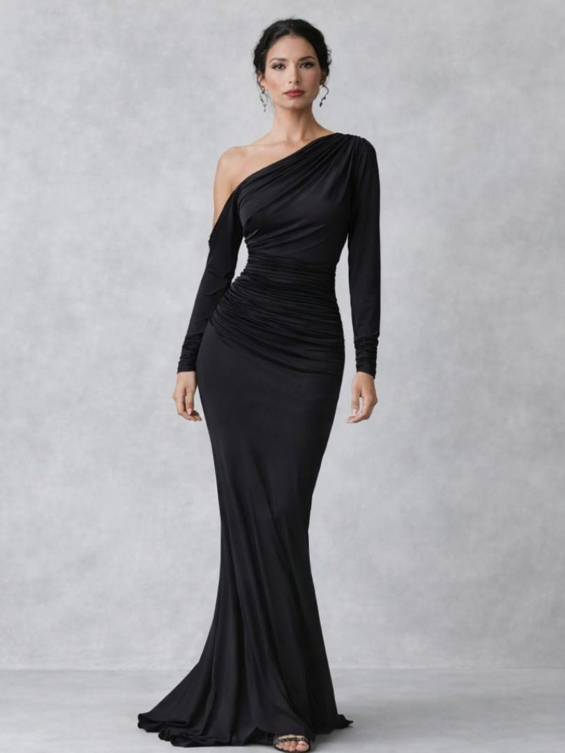 Tamara | Asymmetrische maxi-jurk met één mouw
