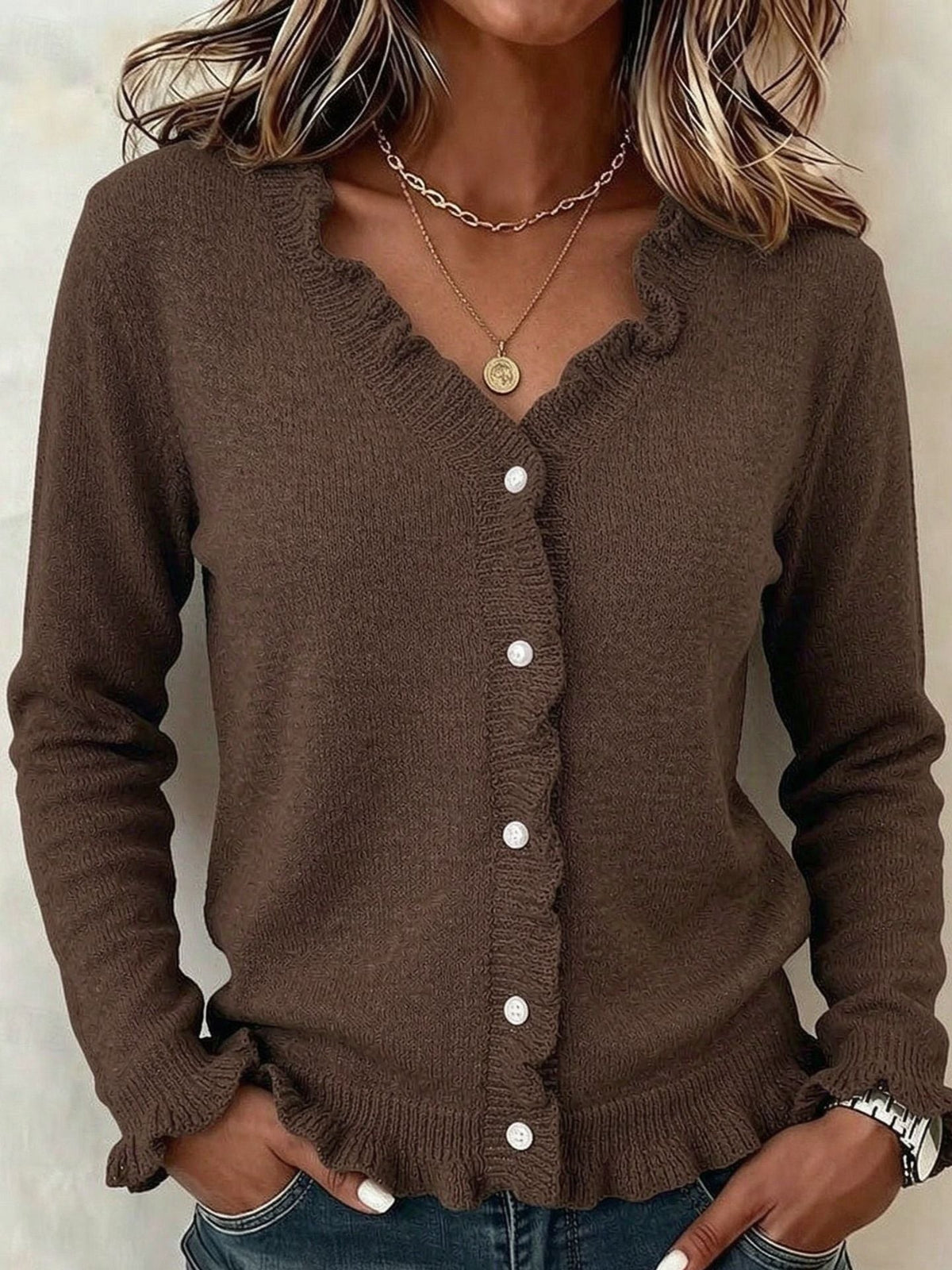 Marit | Cardigan met ruches en V-hals