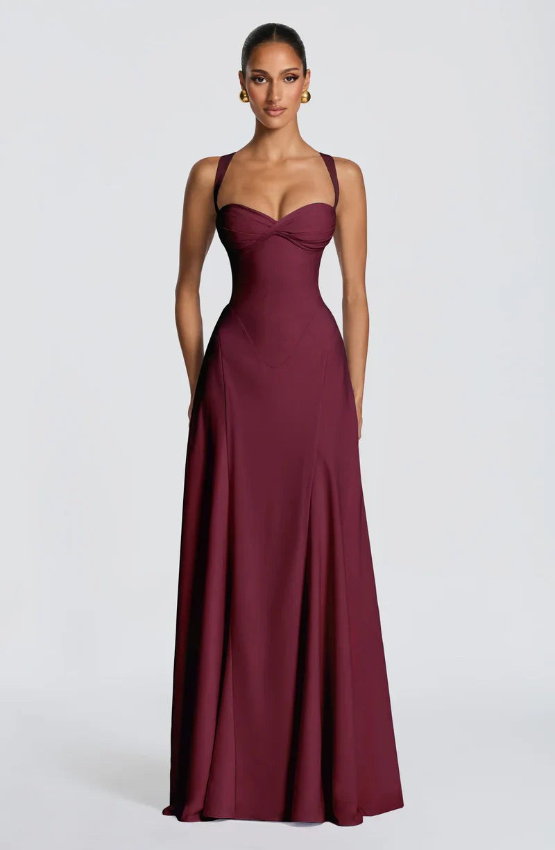 Vicky | Maxi-jurk met sweetheart hals en rimpels