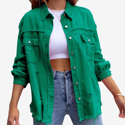 Isabelle | Oversized overshirt met rafelrand