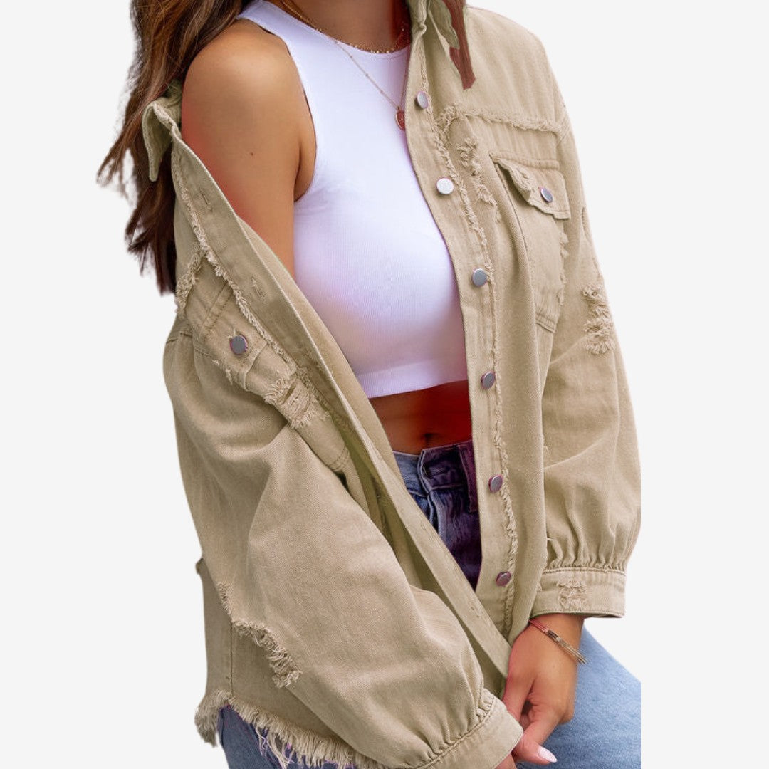Isabelle | Oversized overshirt met rafelrand
