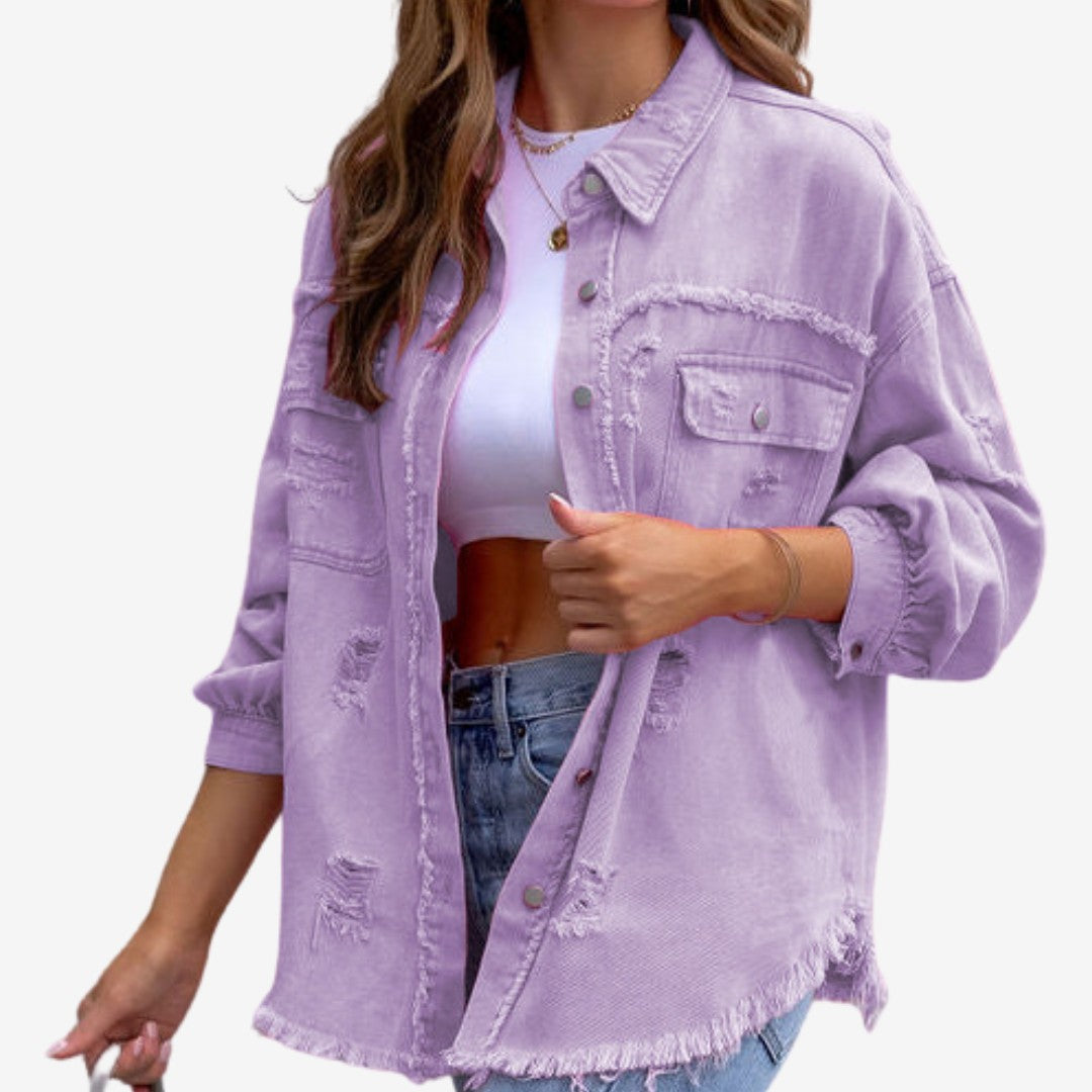 Isabelle | Oversized overshirt met rafelrand