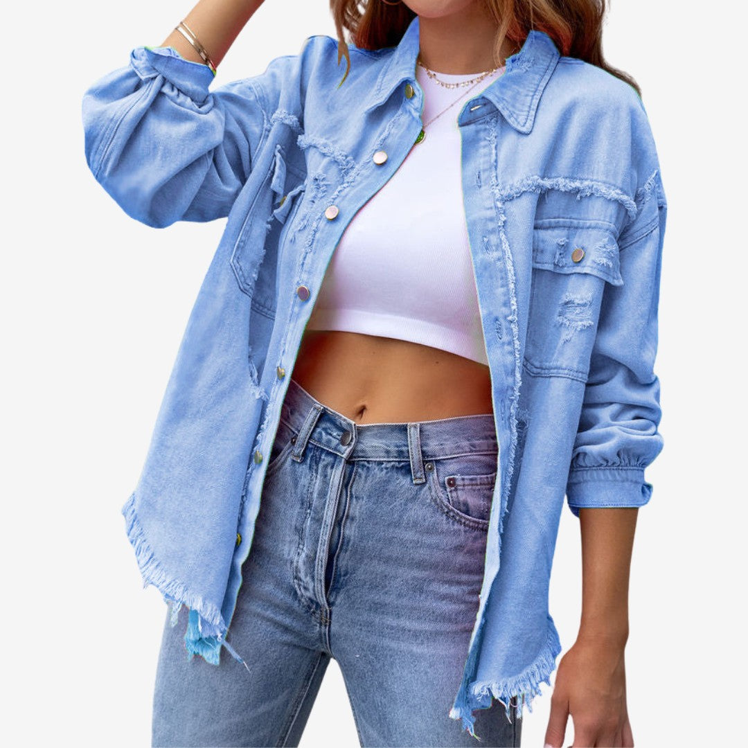 Isabelle | Oversized overshirt met rafelrand
