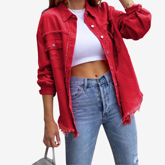 Isabelle | Oversized overshirt met rafelrand