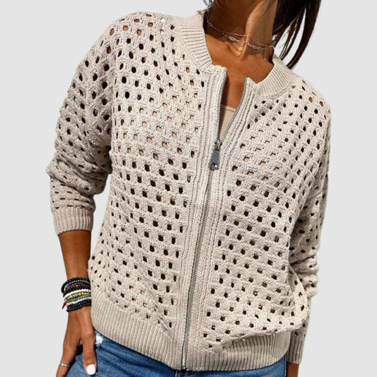 Hanne | Opengewerkte cardigan met rits