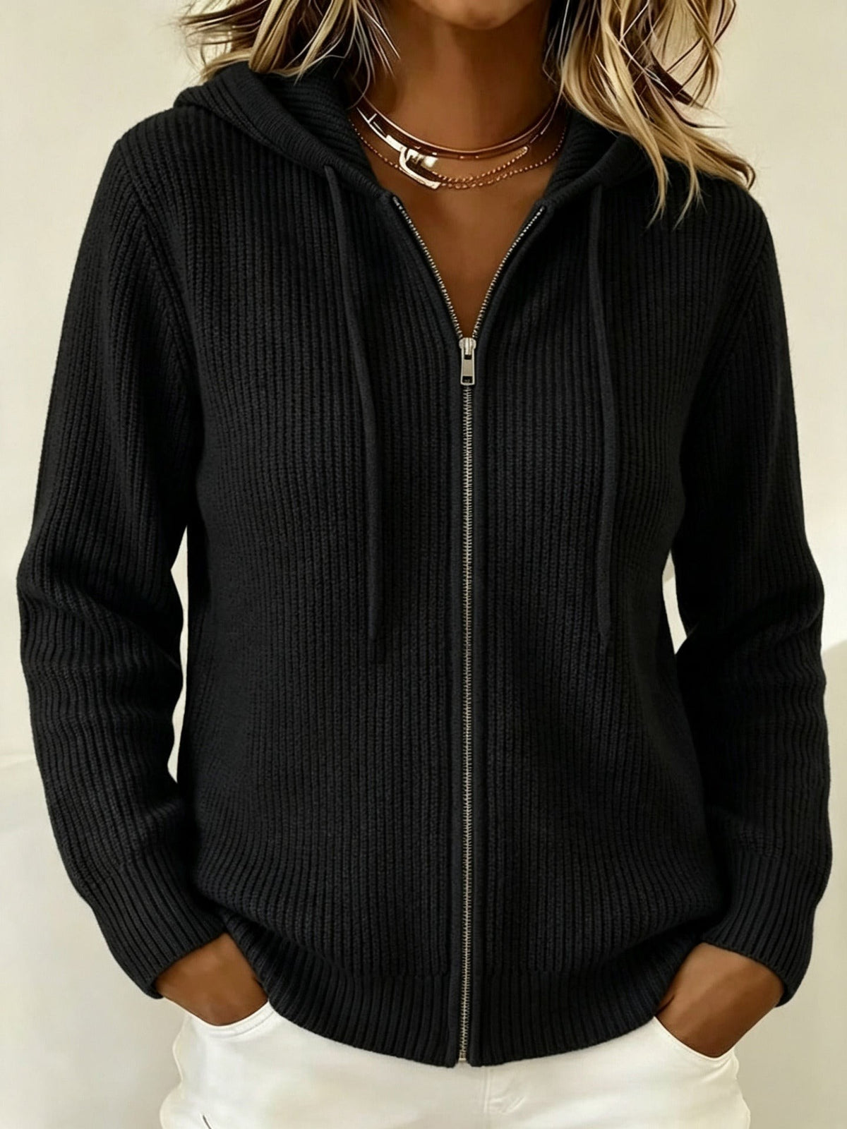 Linde | Geribde cardigan met capuchon