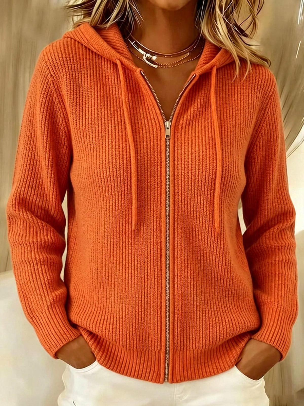 Linde | Geribde cardigan met capuchon