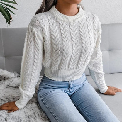 Jolijn | Kabeltrui met pofmouwen