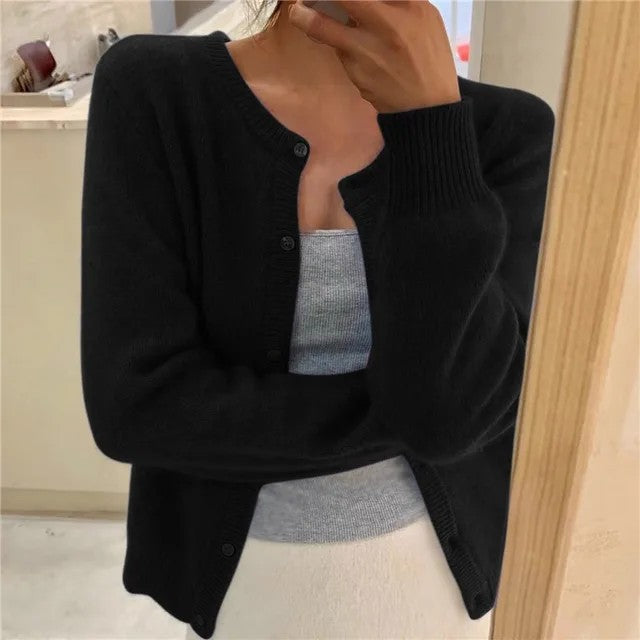 Senna | Cardigan met ronde hals en knopen