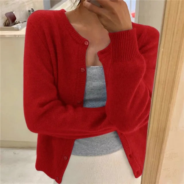Senna | Cardigan met ronde hals en knopen