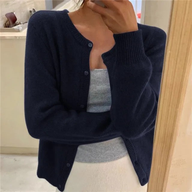 Senna | Cardigan met ronde hals en knopen