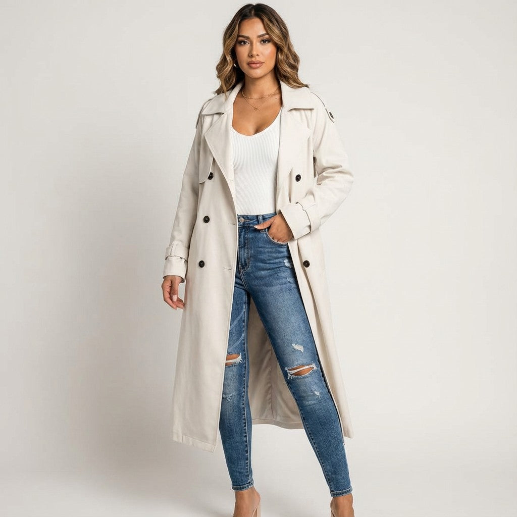 Kiki | Lange trenchcoat met klassieke knopen