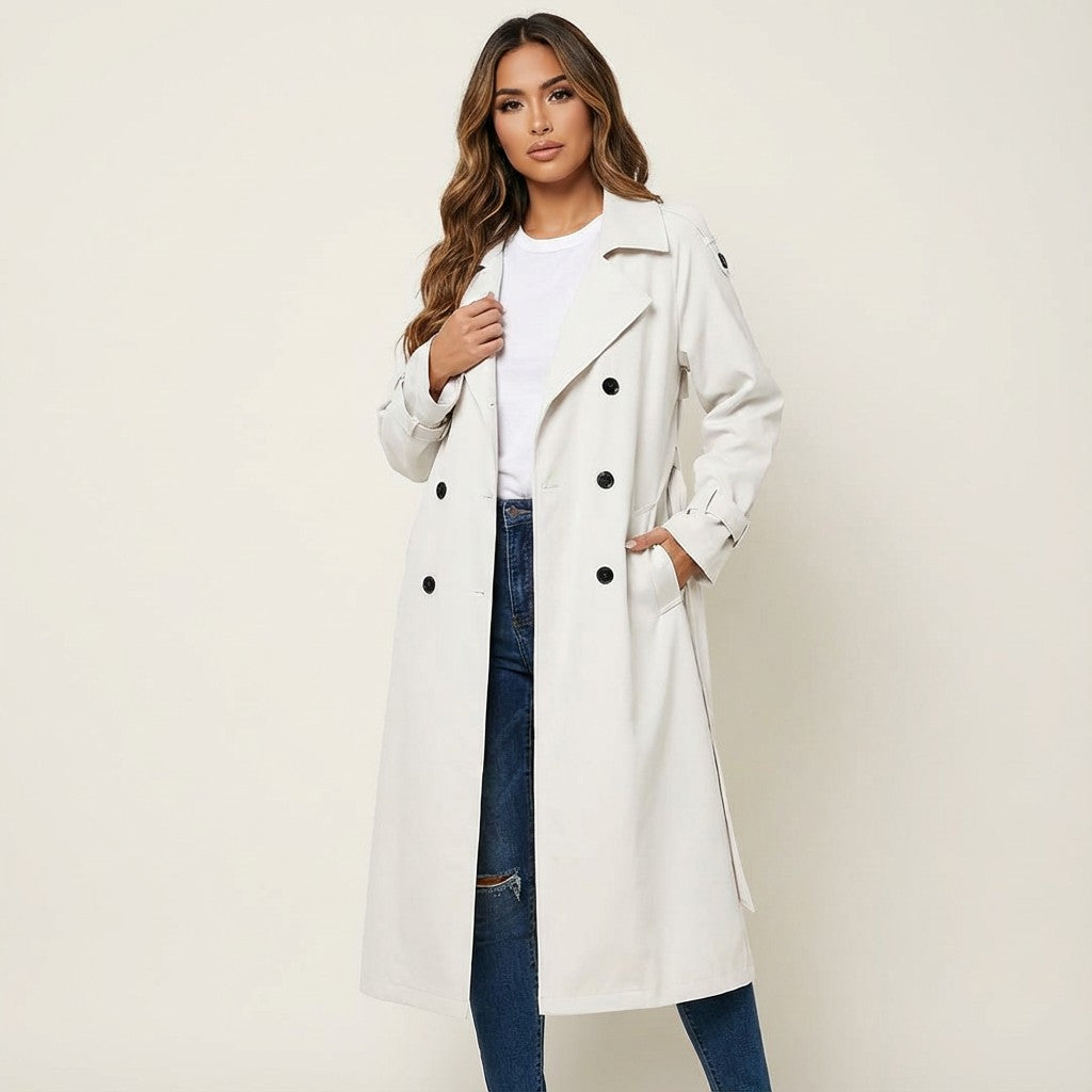 Kiki | Lange trenchcoat met klassieke knopen
