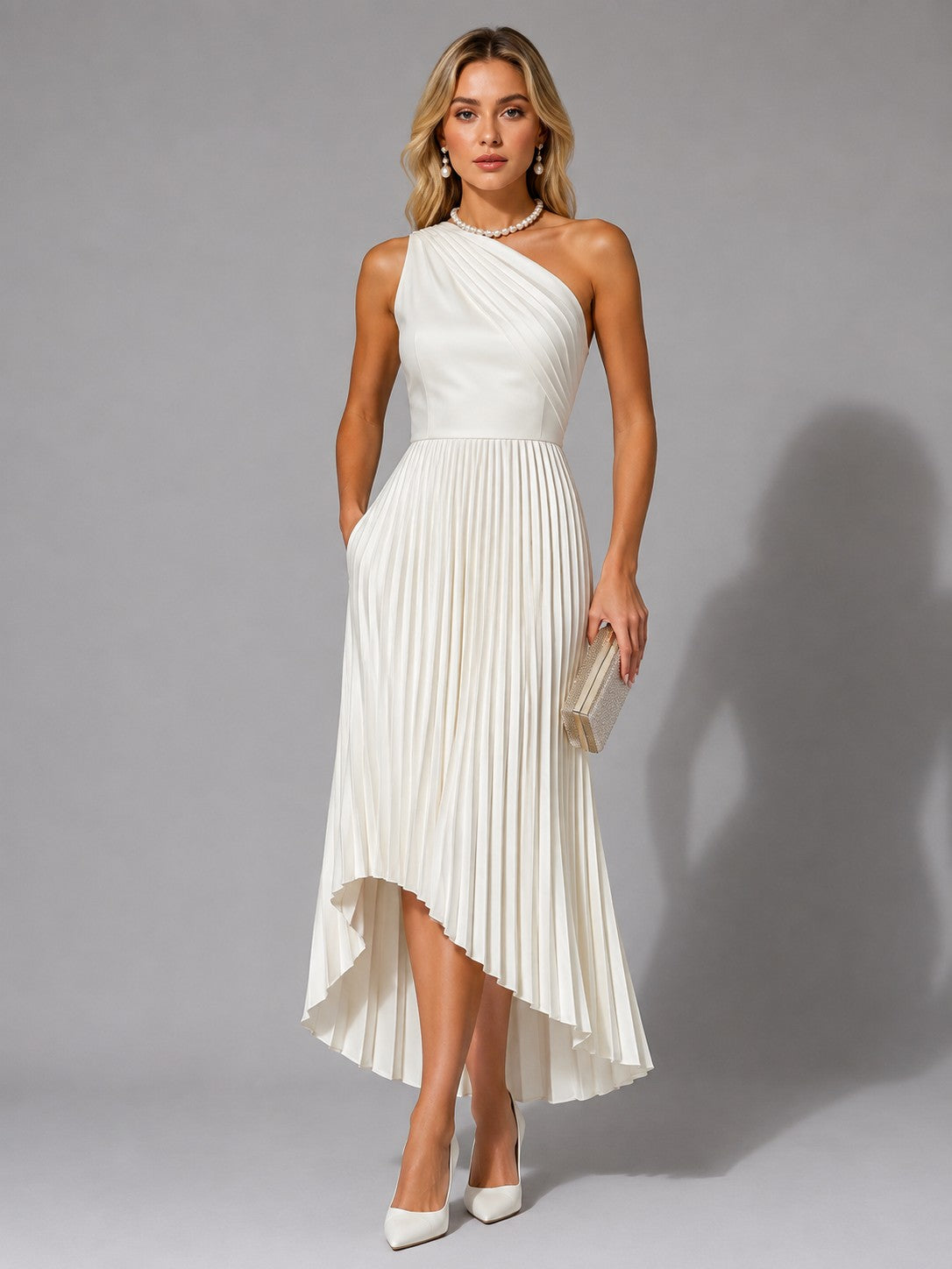 Sonja | Asymmetrische midi-jurk met plissé