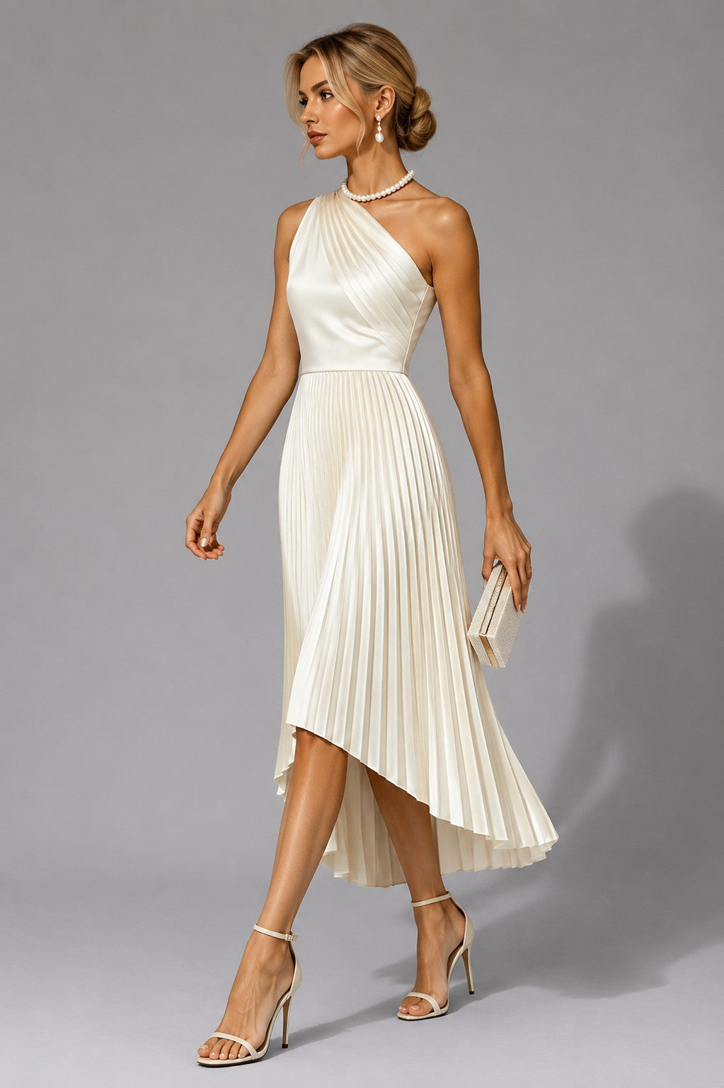 Sonja | Asymmetrische midi-jurk met plissé