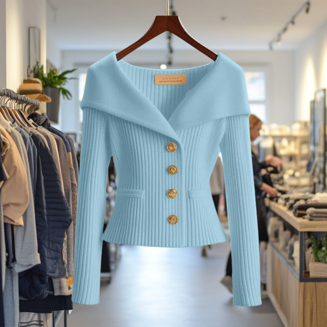 Patricia | Geribde cardigan met brede kraag