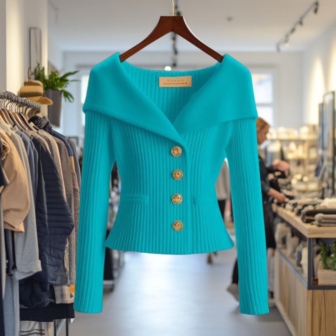 Patricia | Geribde cardigan met brede kraag