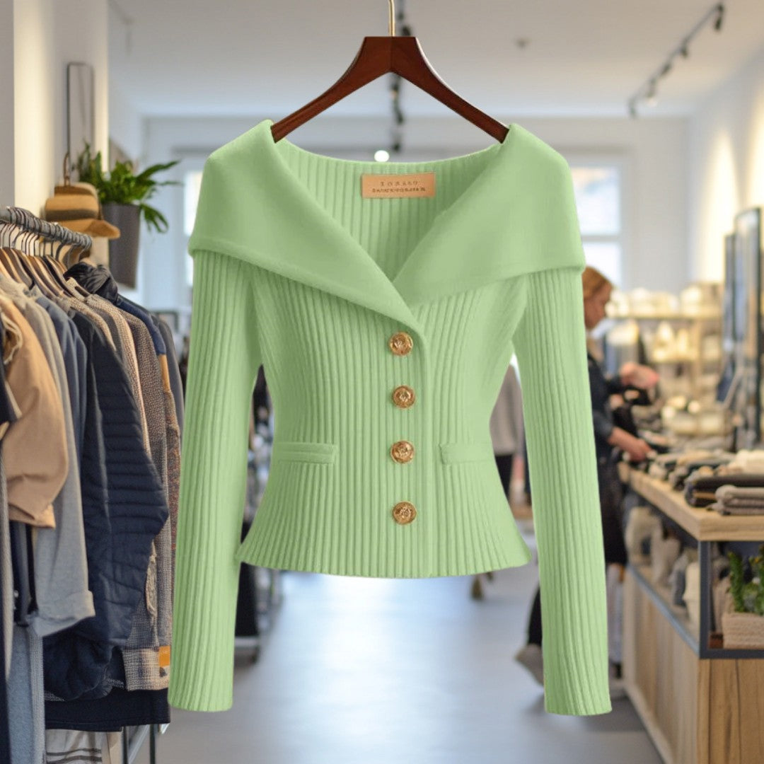 Patricia | Geribde cardigan met brede kraag