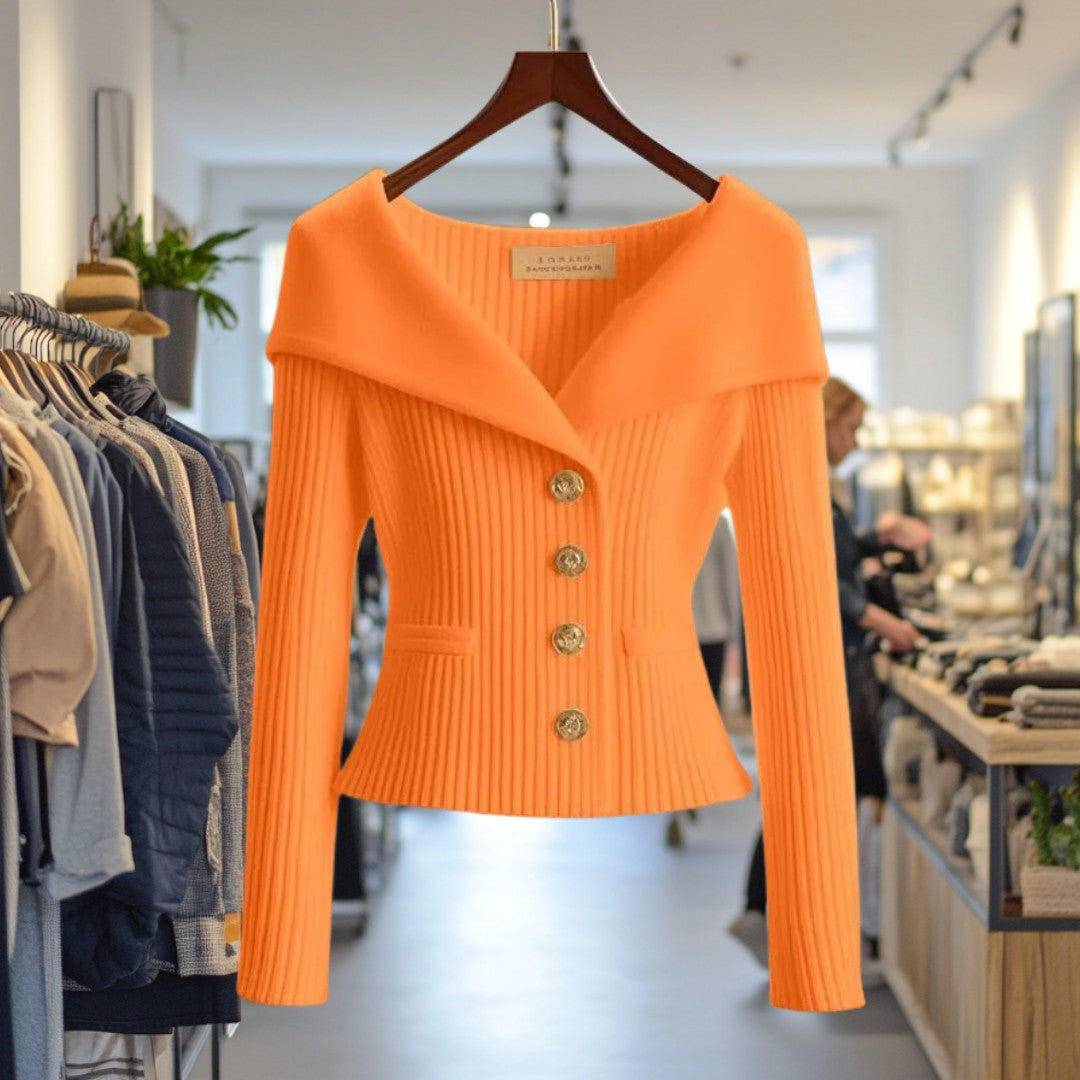Patricia | Geribde cardigan met brede kraag