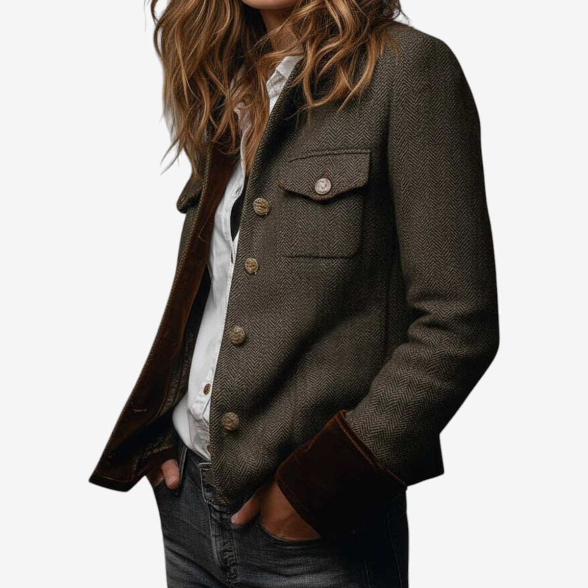 Mieke | Pied-de-poule blazer met klepzak