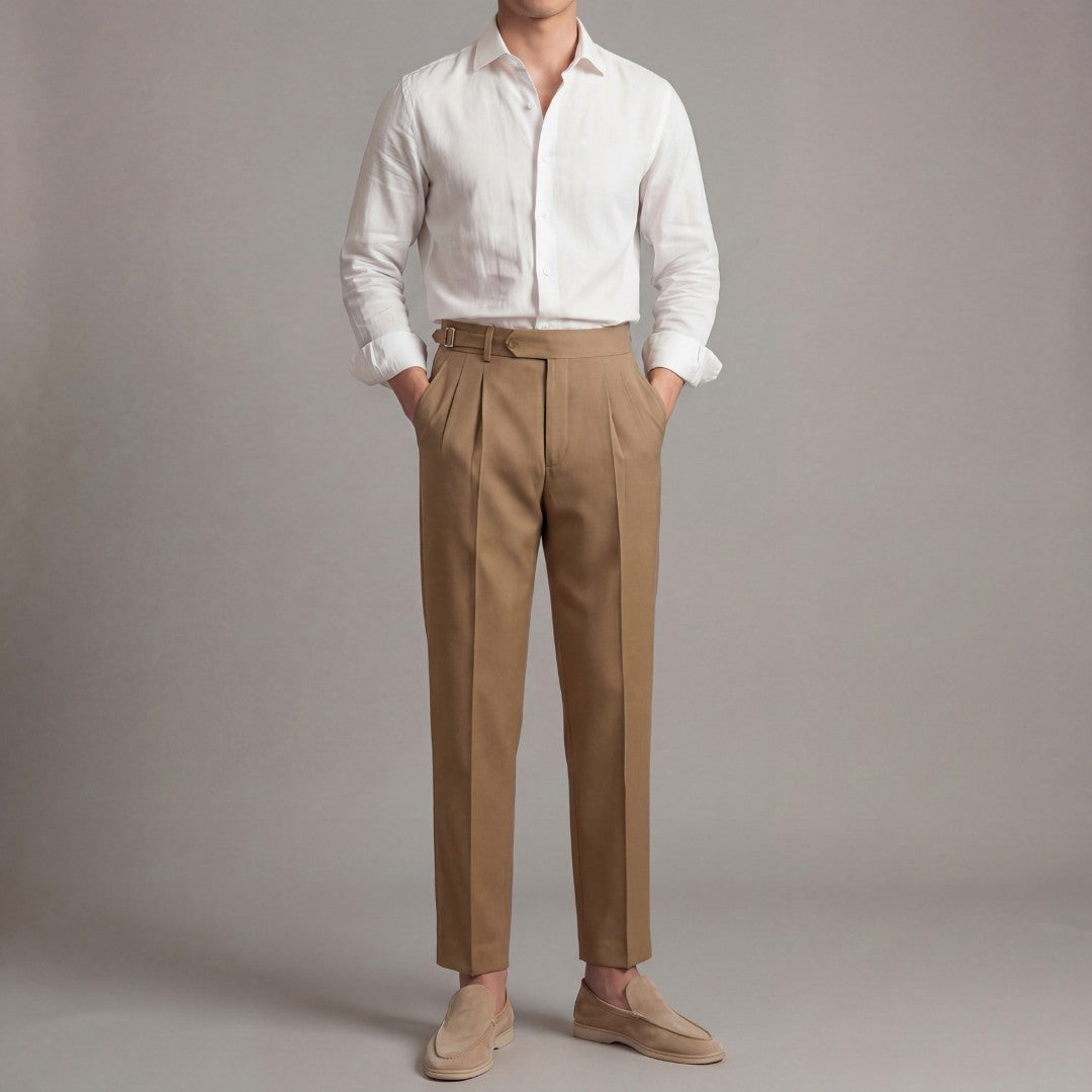 Olaf | Pantalon met enkele plooi en brede band