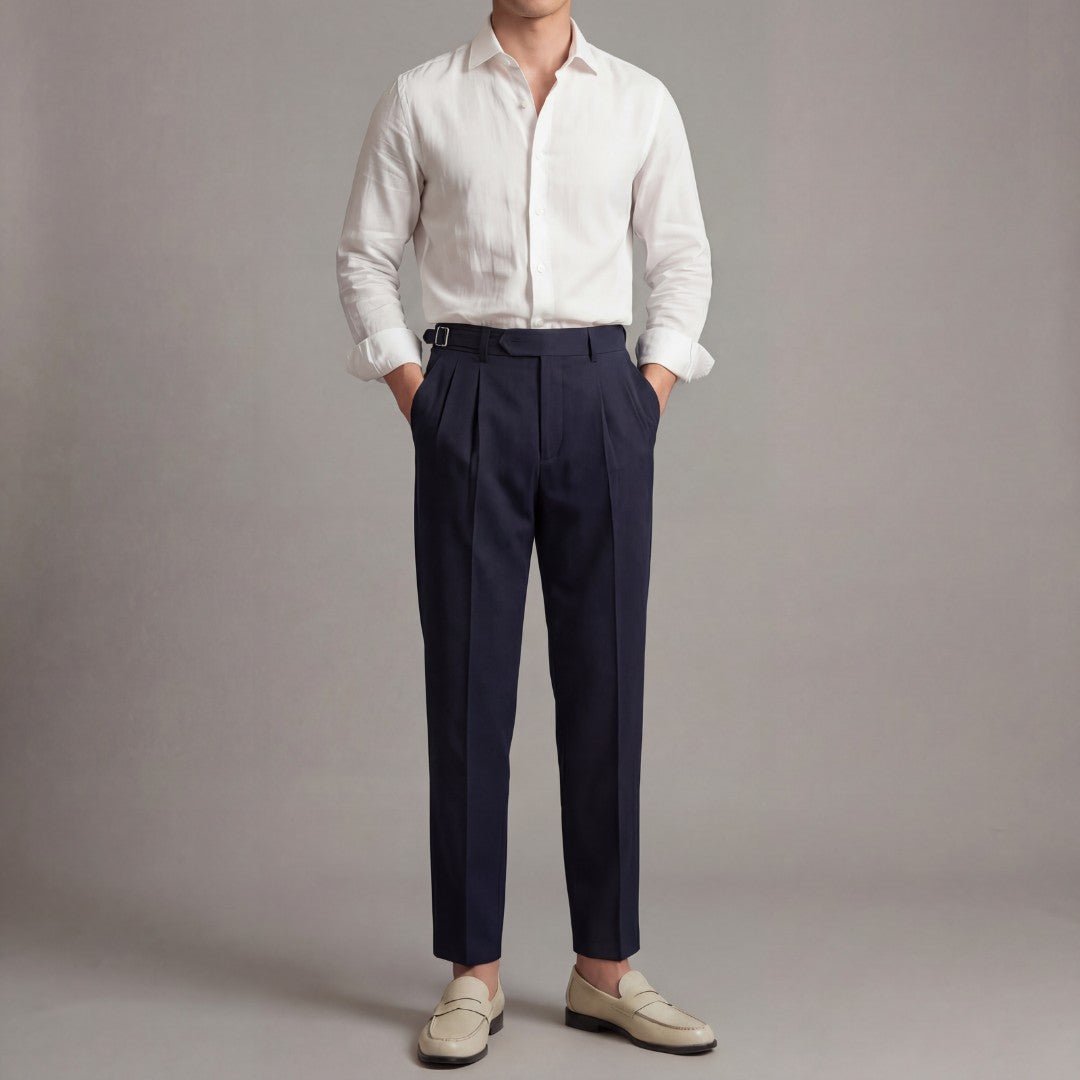 Olaf | Pantalon met enkele plooi en brede band