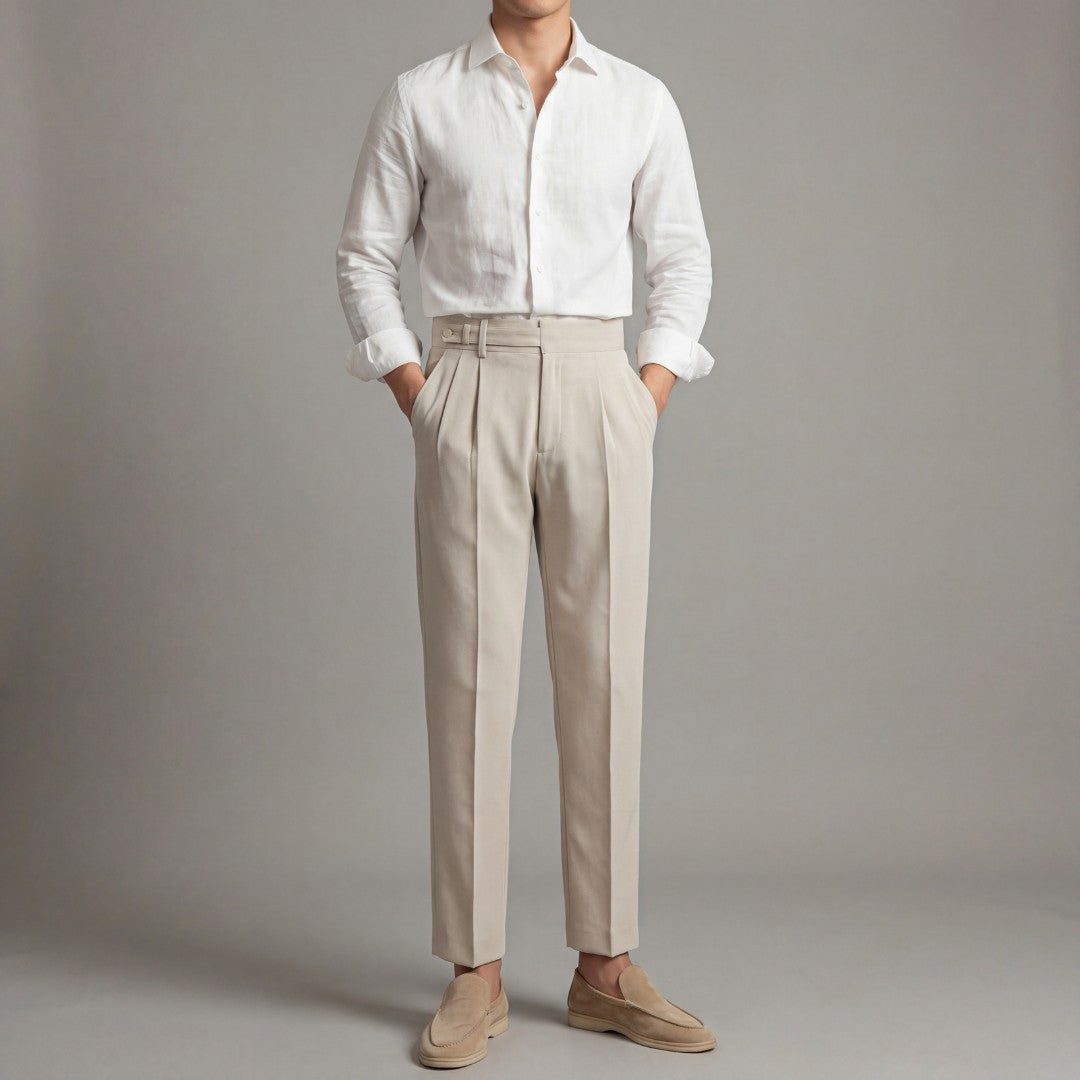 Olaf | Pantalon met enkele plooi en brede band