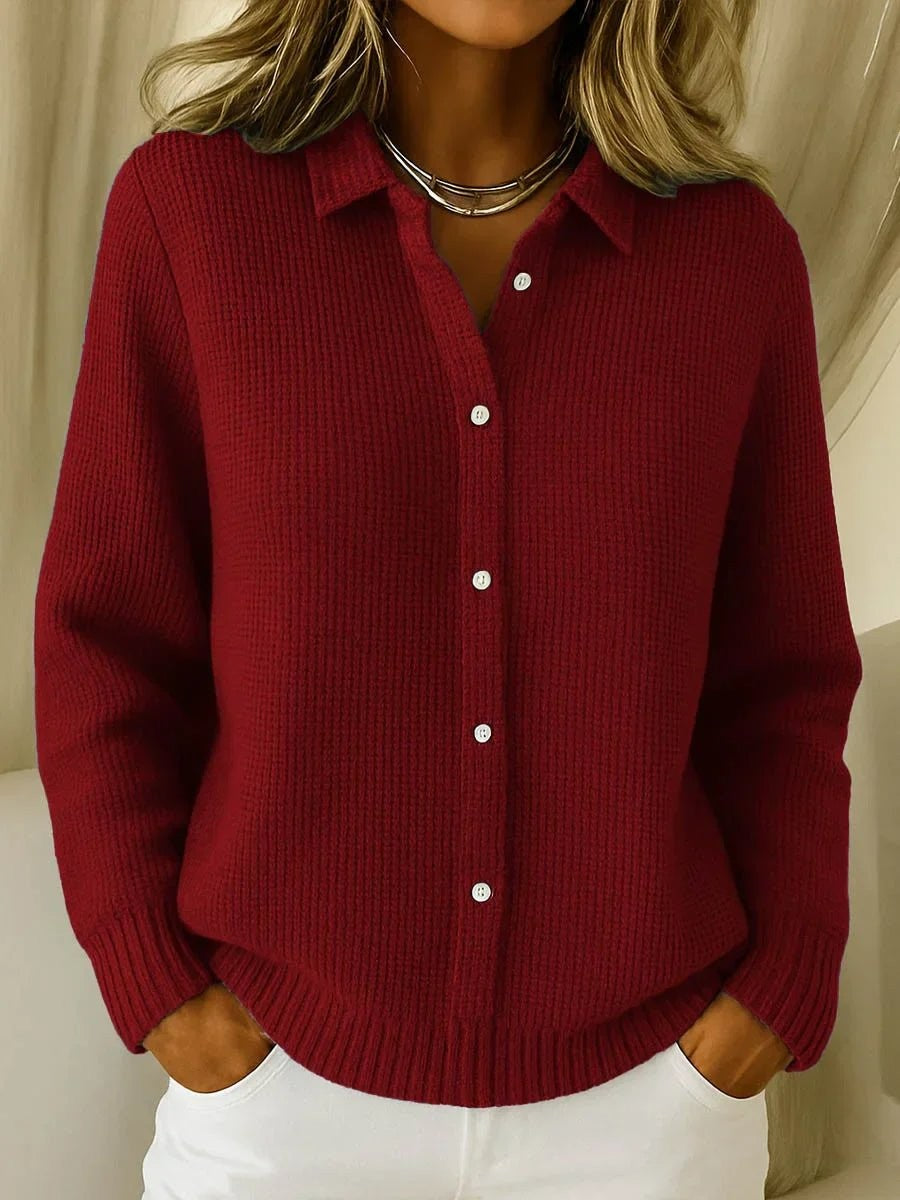 Irma | Cardigan met ribstructuur en kraagje