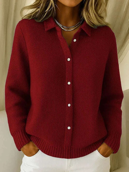 Irma | Cardigan met ribstructuur en kraagje