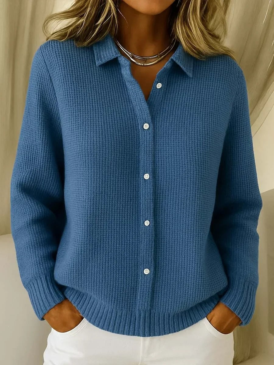 Irma | Cardigan met ribstructuur en kraagje