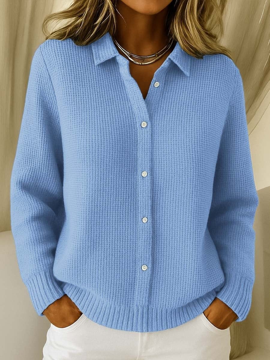 Irma | Cardigan met ribstructuur en kraagje