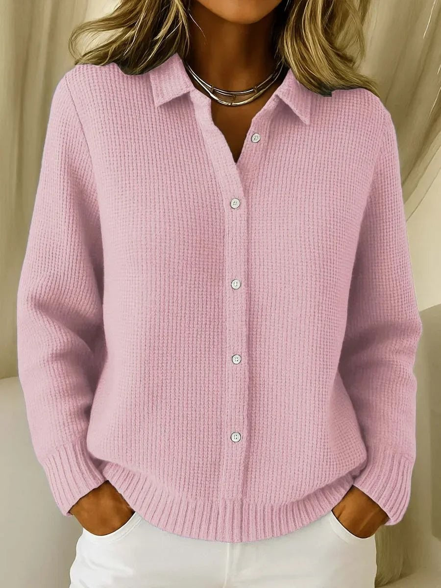 Irma | Cardigan met ribstructuur en kraagje