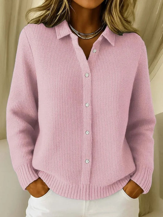 Irma | Cardigan met ribstructuur en kraagje