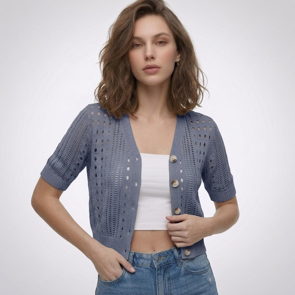 Laura | Ajour cardigan met V-hals