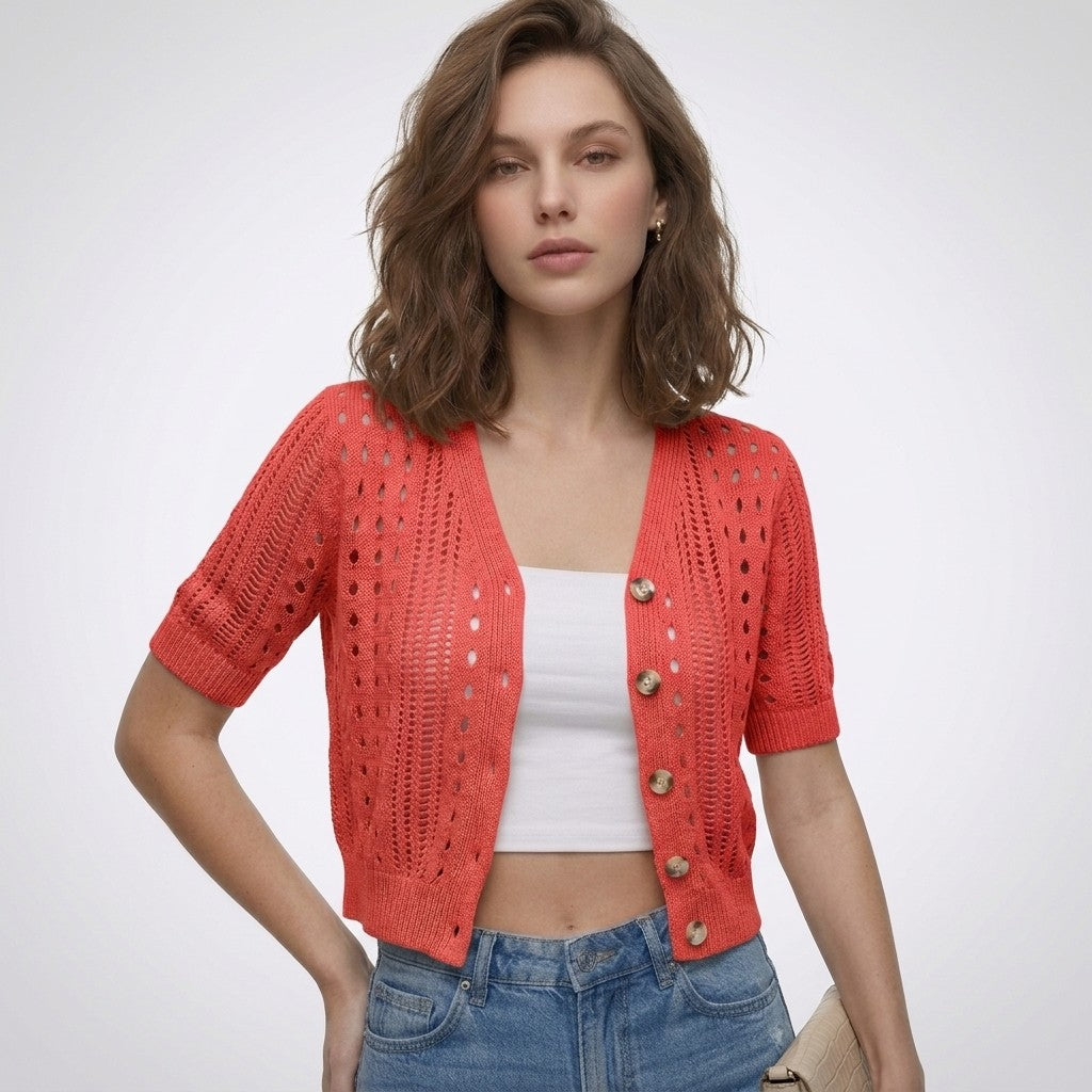 Laura | Ajour cardigan met V-hals