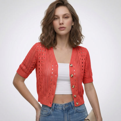 Laura | Ajour cardigan met V-hals