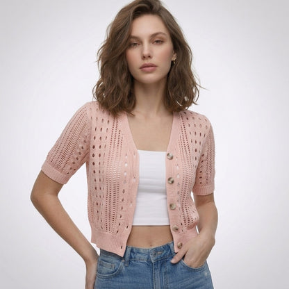 Laura | Ajour cardigan met V-hals
