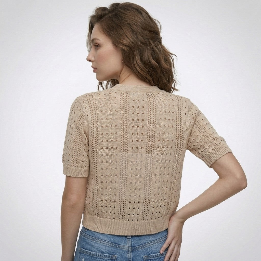 Laura | Ajour cardigan met V-hals