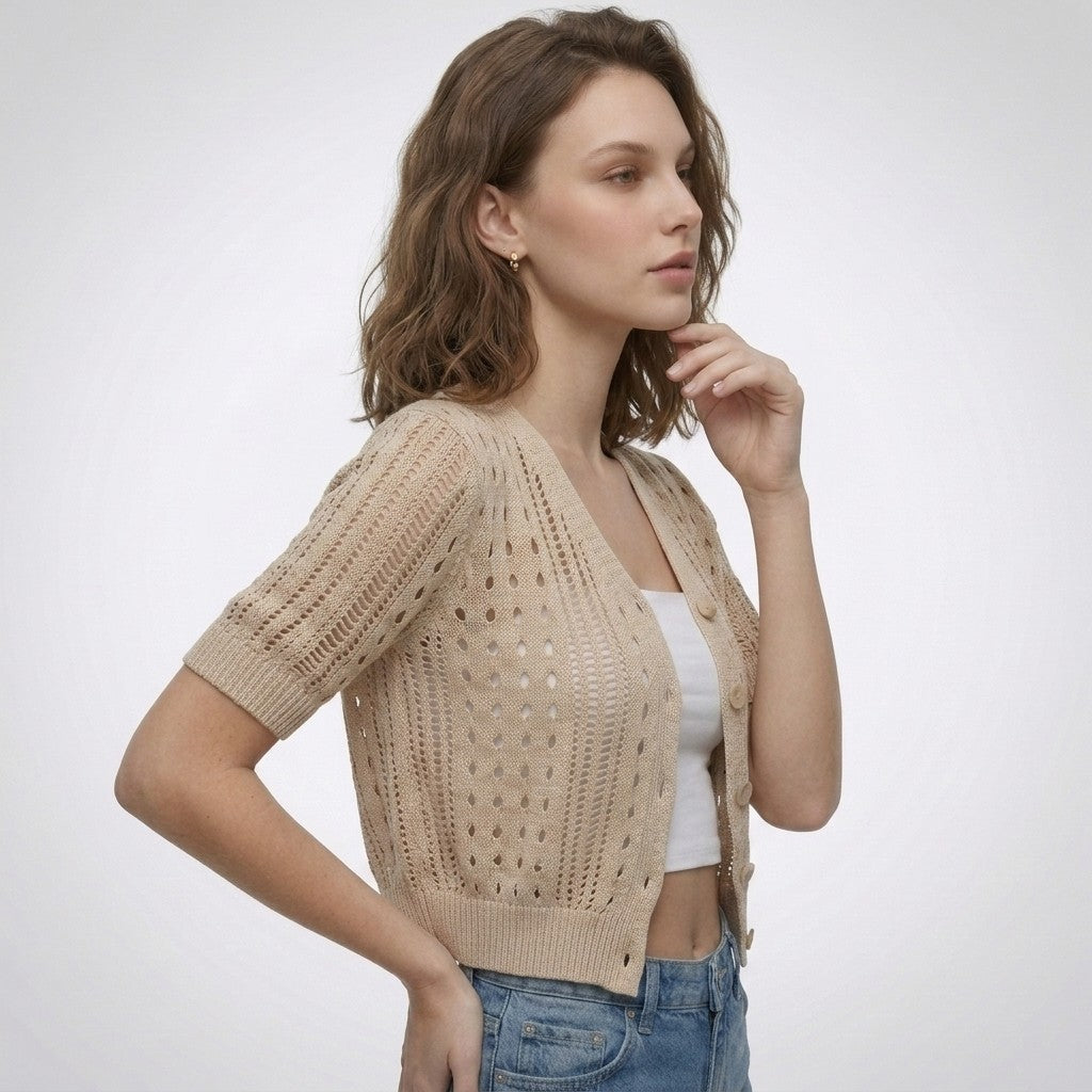 Laura | Ajour cardigan met V-hals