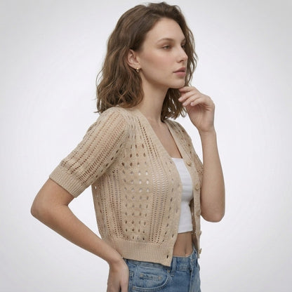 Laura | Ajour cardigan met V-hals
