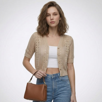 Laura | Ajour cardigan met V-hals