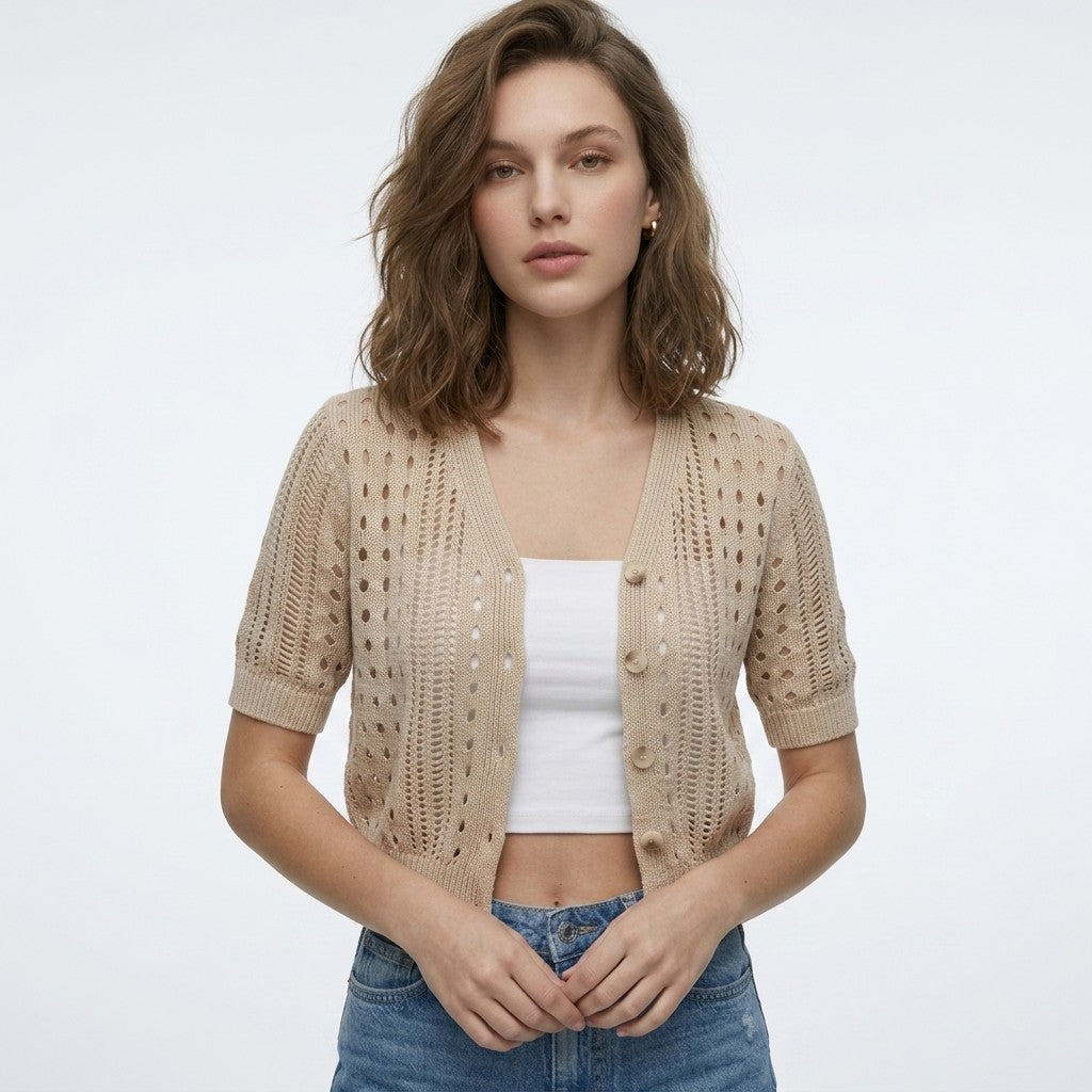 Laura | Ajour cardigan met V-hals