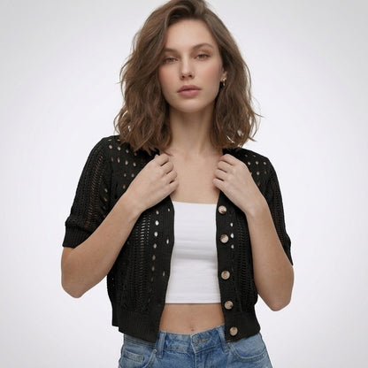 Laura | Ajour cardigan met V-hals